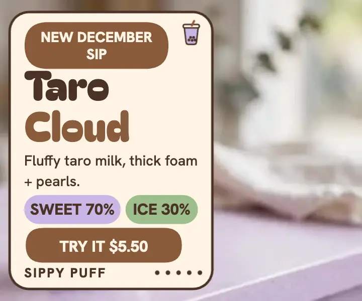 Sippy Puff Taro Cloud holiday drink ad template