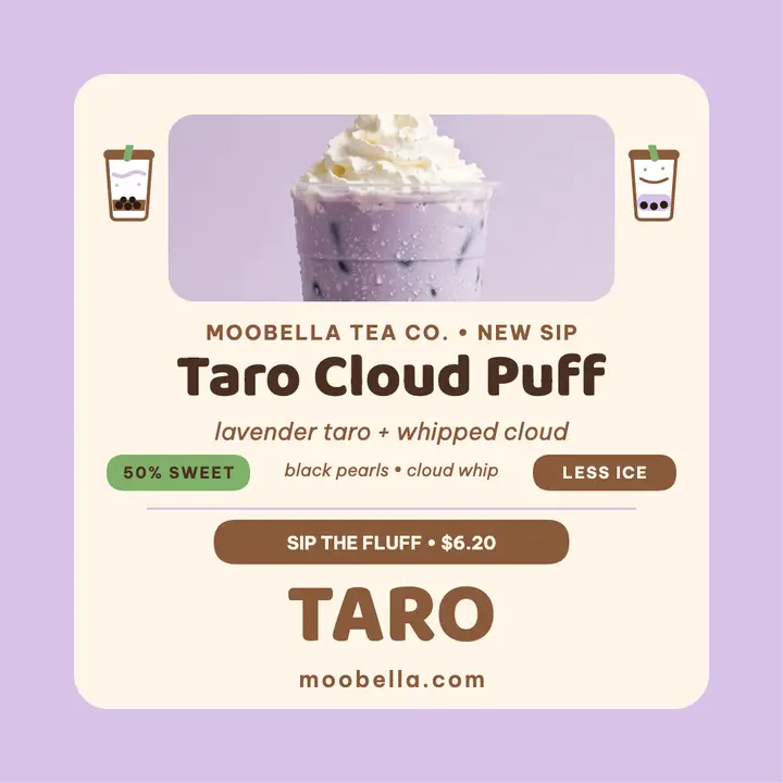 Moobella Taro Cloud boba launch template