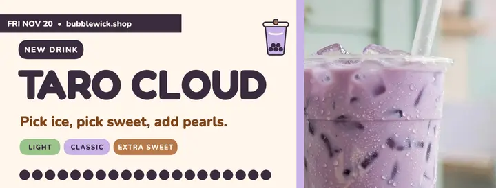 Bubblewick Taro Cloud launch cover template
