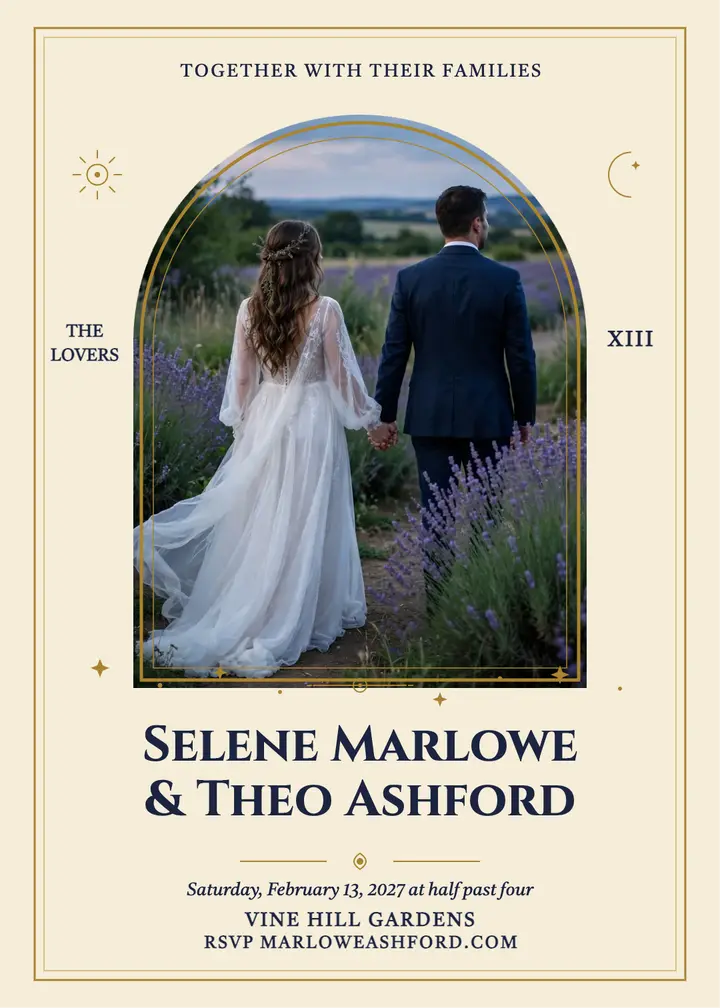 Selene and Theo tarot arch invitation template