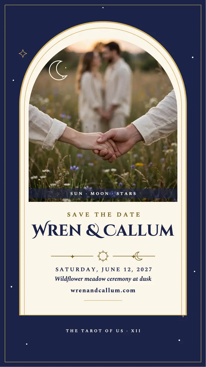 Wren and Callum tarot save the date template