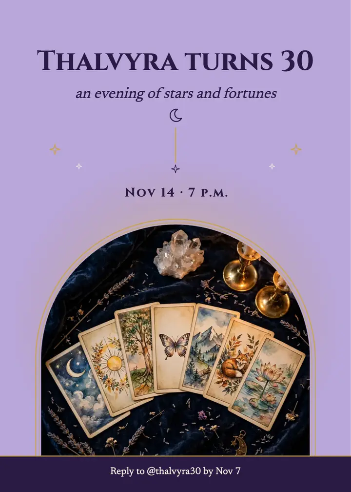 Tarot thirtieth birthday invitation, mystic arch template