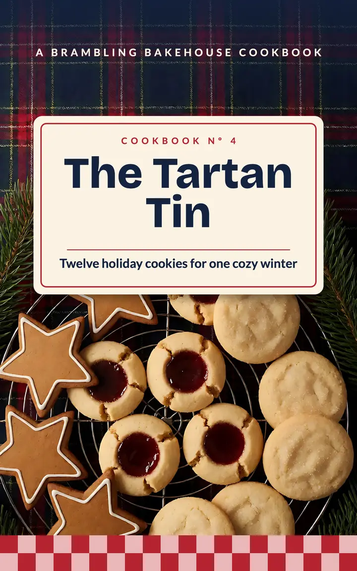 The Tartan Tin holiday cookie ebook cover, heritage check template