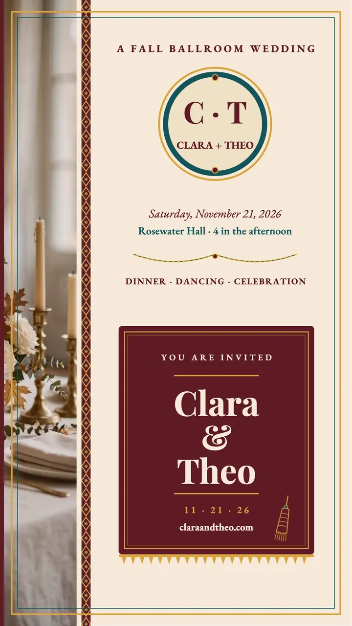 Clara and Theo tasseled fall wedding story template