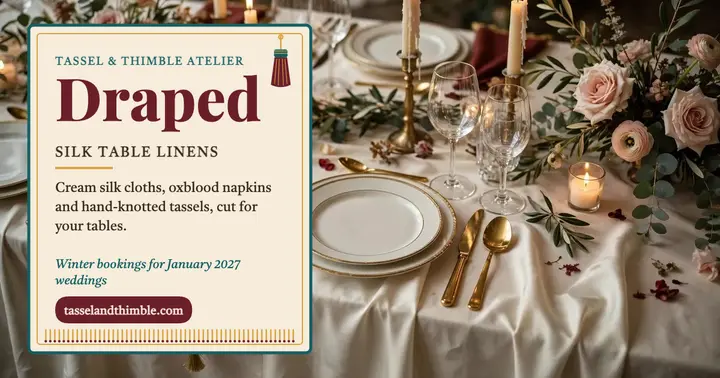 Tasseled silk wedding linens post template