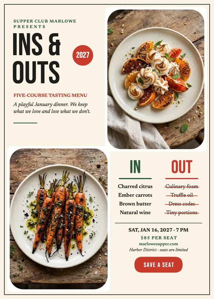 Marlowe ins and outs tasting invitation template