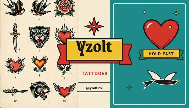Yzolt tattoo flash business card: tattoo artist business card template