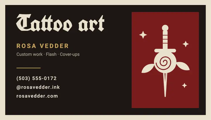 Blackletter tattoo card template