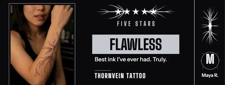 Thornvein Tattoo five-star review cover template
