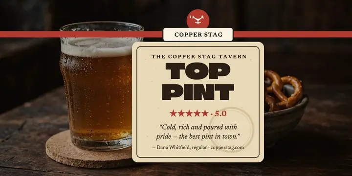 Copper Stag tavern coaster review template