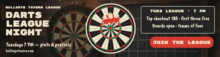 Bullseye Tavern darts league billboard template