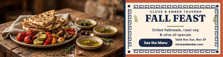 Clove and Ember fall feast billboard template