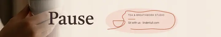 Pause tea and breathwork studio LinkedIn cover template
