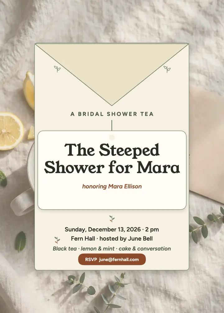 Steeped Shower bridal tea invite template