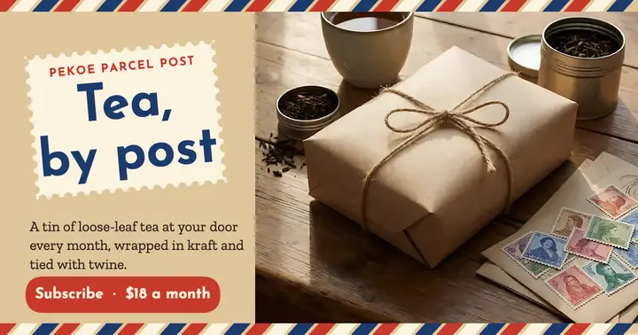 Pekoe Parcel Post tea subscription post: tea subscription facebook post template