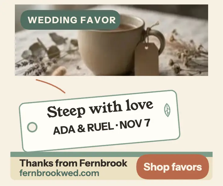 Ada and Ruel tea favor thank you ad: wedding favor ad template