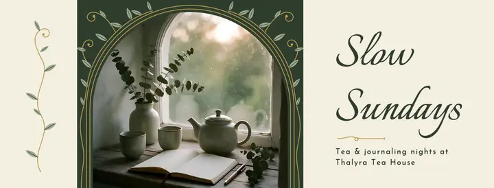 Slow Sundays tea and journaling cover, art nouveau template