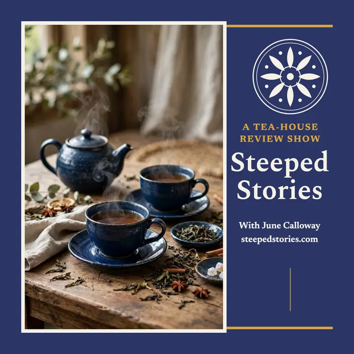 Steeped Stories tea review podcast cover template