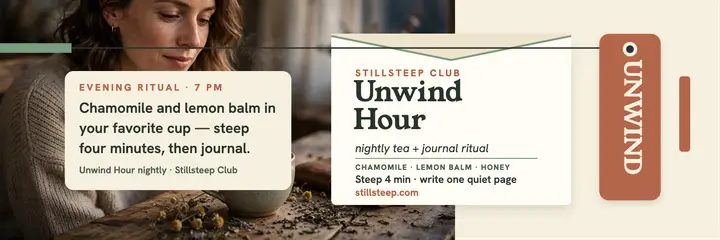 Stillsteep evening tea ritual header template