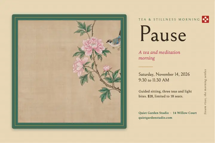 Tea and stillness gongbi postcard template