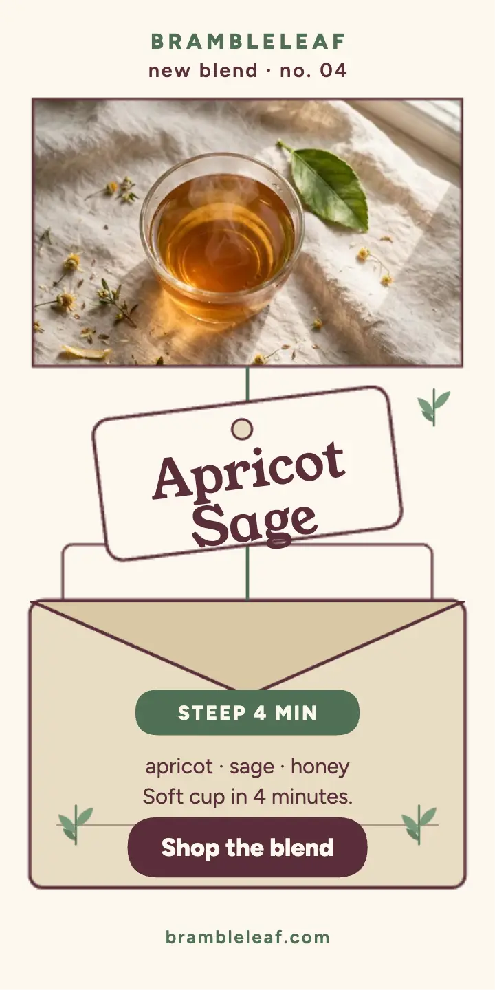Brambleleaf Apricot Sage tea tag ad template