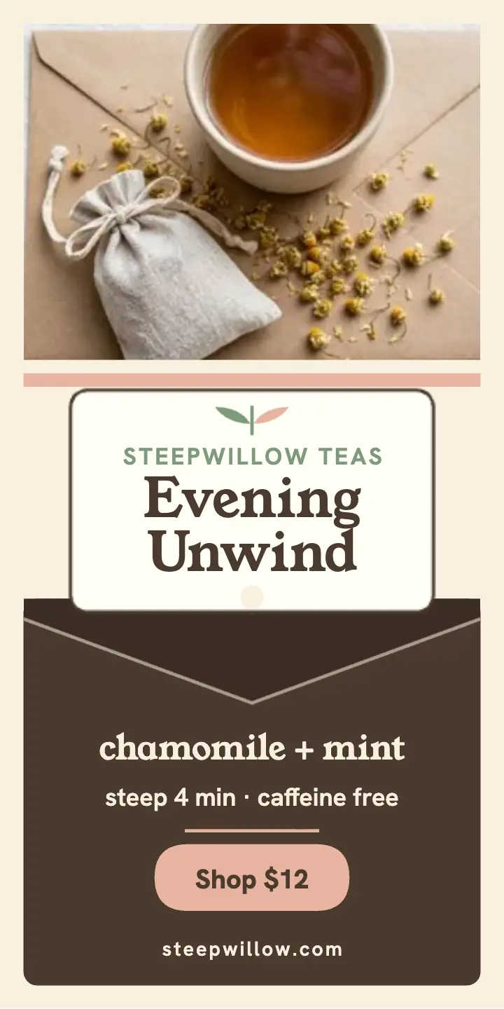 Steepwillow evening unwind shelf tag: tea shelf tag template