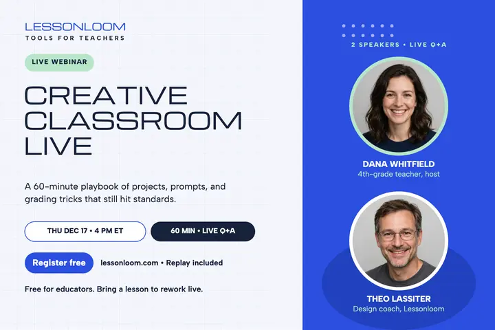 Lessonloom teacher webinar postcard template