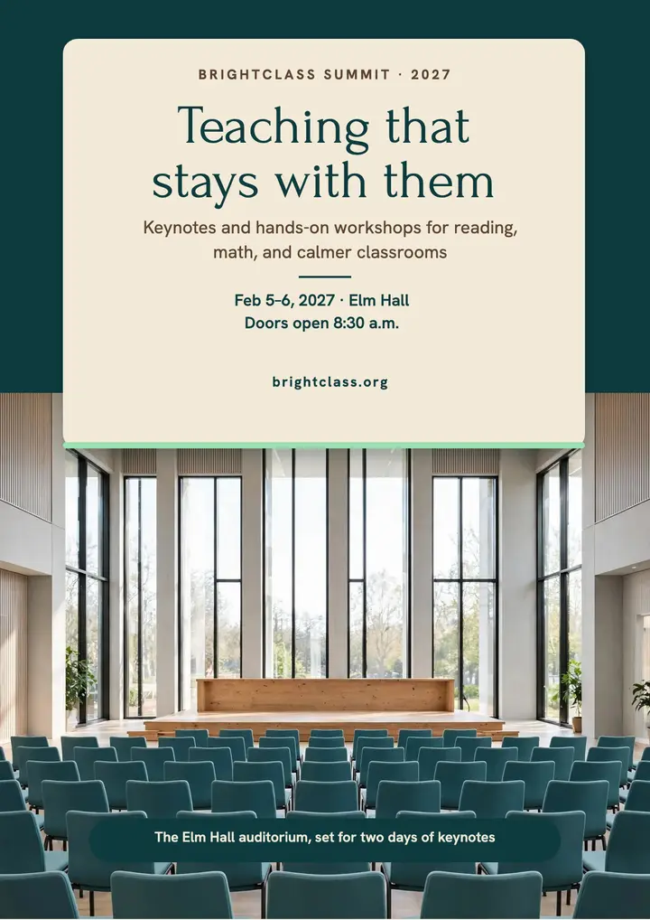 Brightclass Teaching Summit teal flyer template