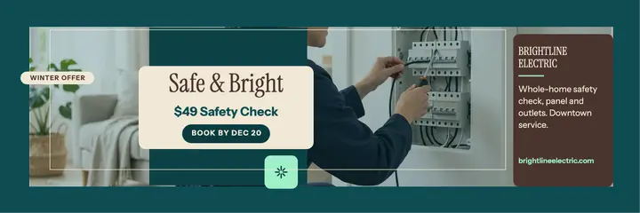 Brightline Electric winter safety header: electrician promo header template