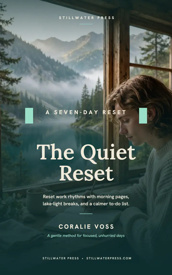 The Quiet Reset teal lake ebook cover template