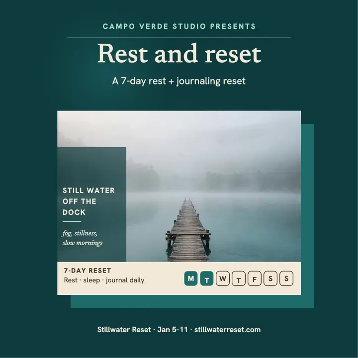 Stillwater Reset calm week tracker post template