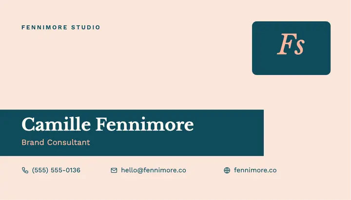 Teal and peach business card template