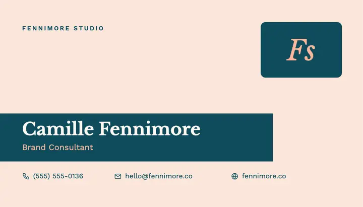 Teal and peach business card template