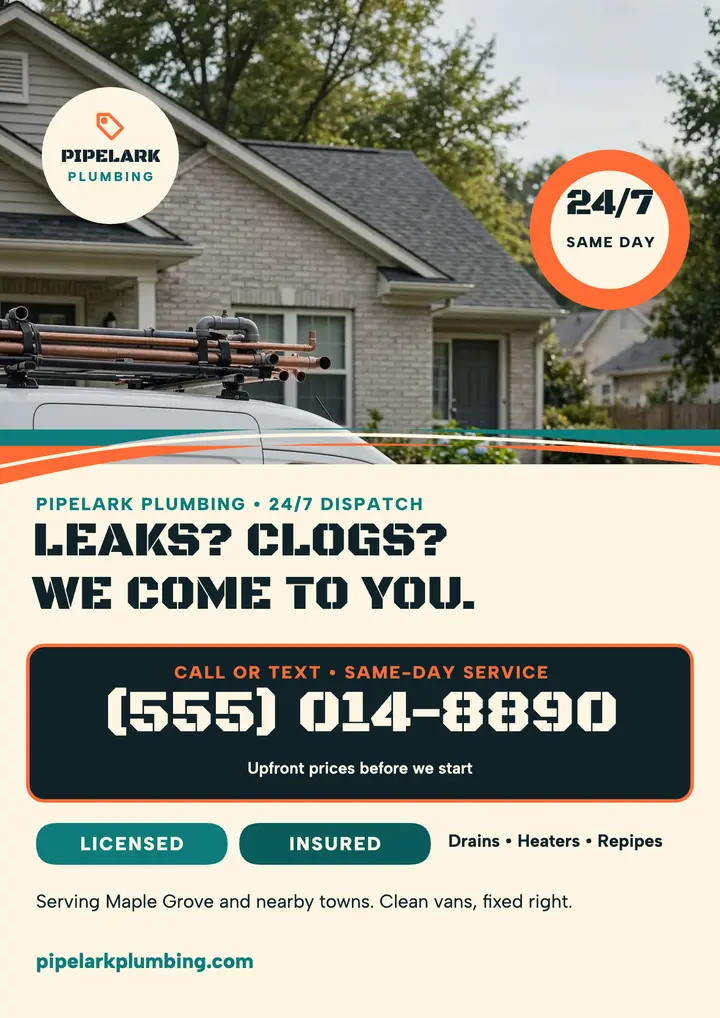 Pipelark teal van plumber flyer template