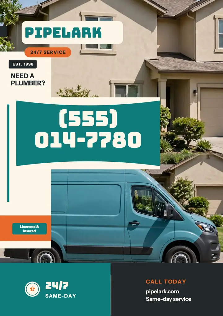 Pipelark teal van plumber flyer: plumber flyer template
