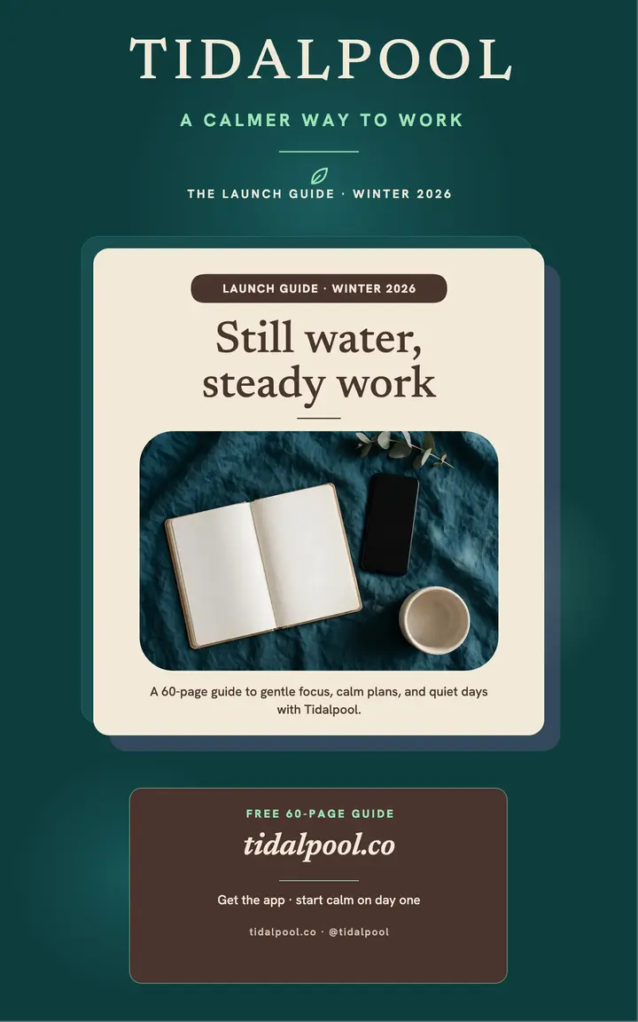 Tidalpool calm launch guide ebook cover: productivity ebook cover template