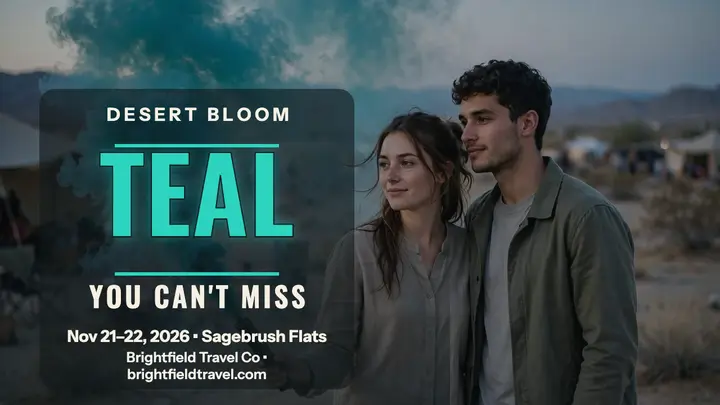 Desert Bloom festival night thumbnail, teal smoke template