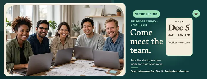 Fieldnote Studio hiring open house cover template