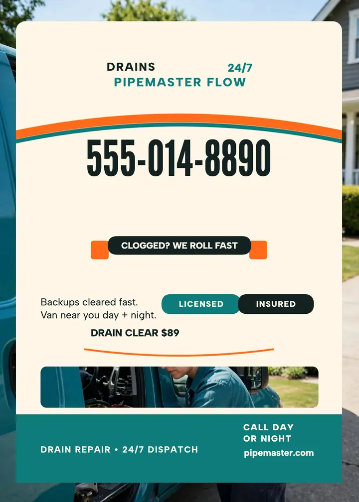 Pipemaster Flow drain van promo template