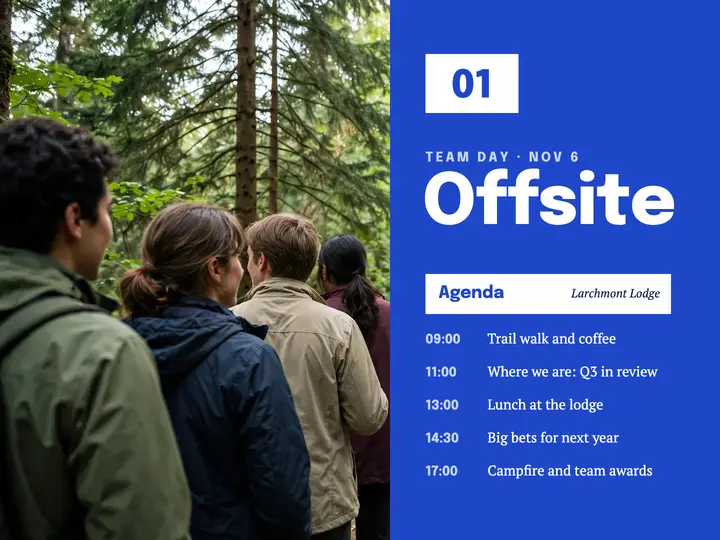 Cobalt team offsite agenda template