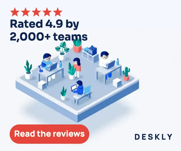 Deskly rated by teams: software reviews ad template