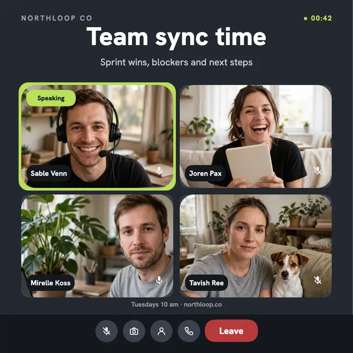 Northloop team sync video grid template