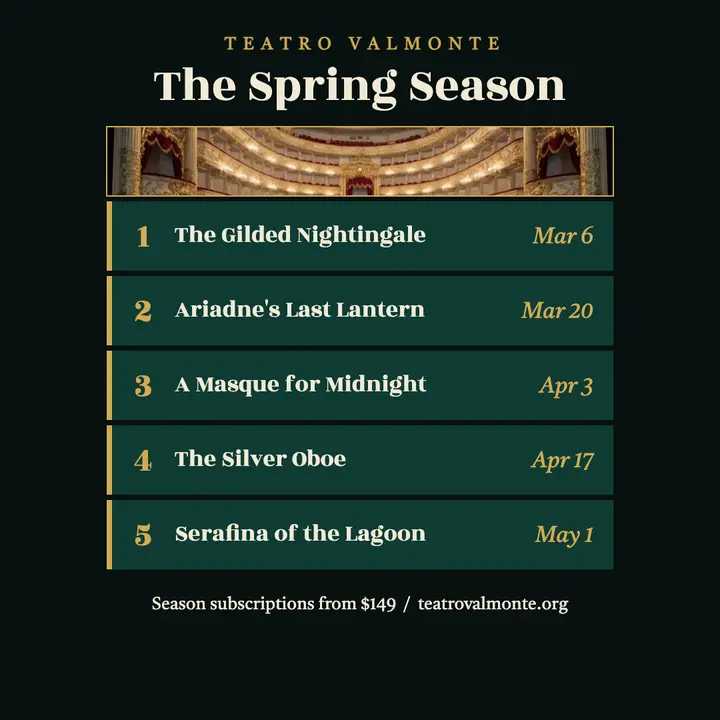 Teatro Valmonte spring opera season program post: opera season program post template