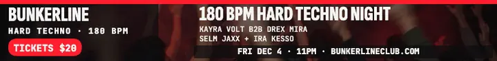 Bunkerline hard techno night leaderboard: techno night ad template