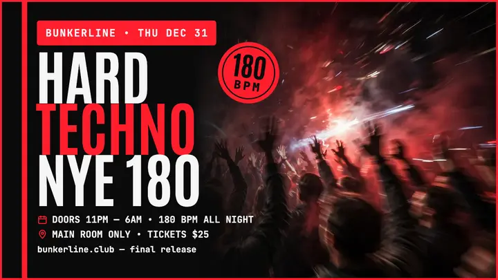 Bunkerline NYE hard techno night thumbnail template