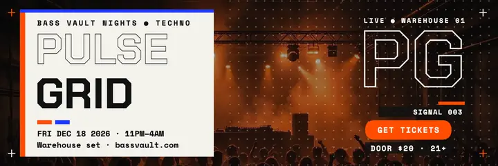 Pulse Grid warehouse techno header template