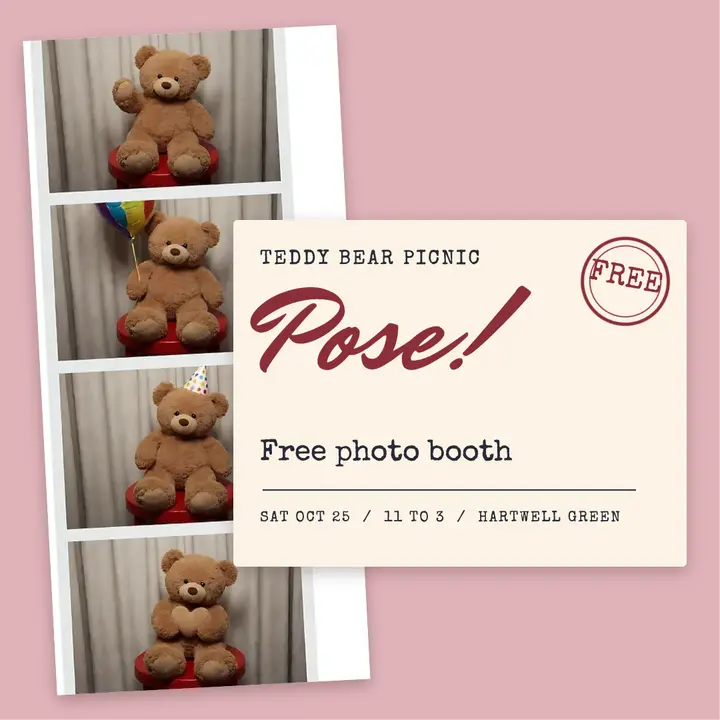 Teddy bear picnic photo booth, photo strip post: teddy bear picnic photo booth post template