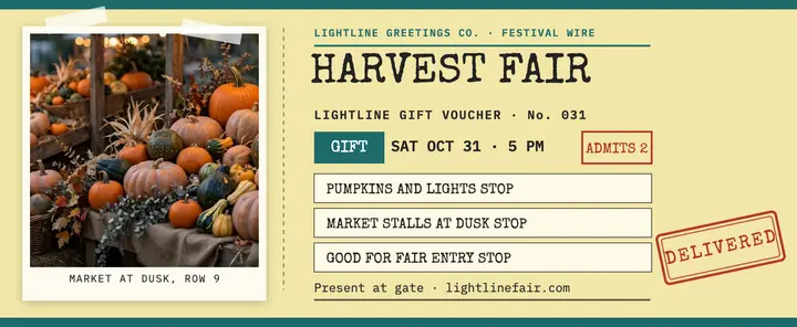 Harvest Light Fair telegram gift voucher template