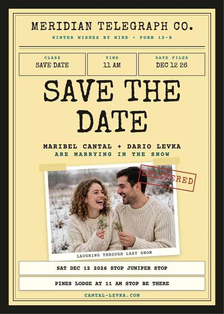 Maribel and Dario telegram save the date: telegram save the date template