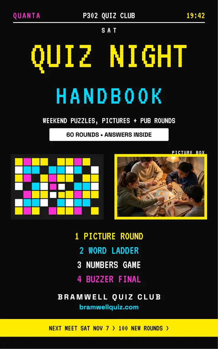 Quiz Night Handbook teletext cover template
